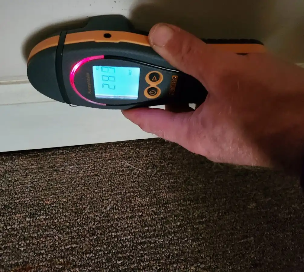 Moisture detection at baseboard during Burst Pipe Cleanup in Spring Lake Park