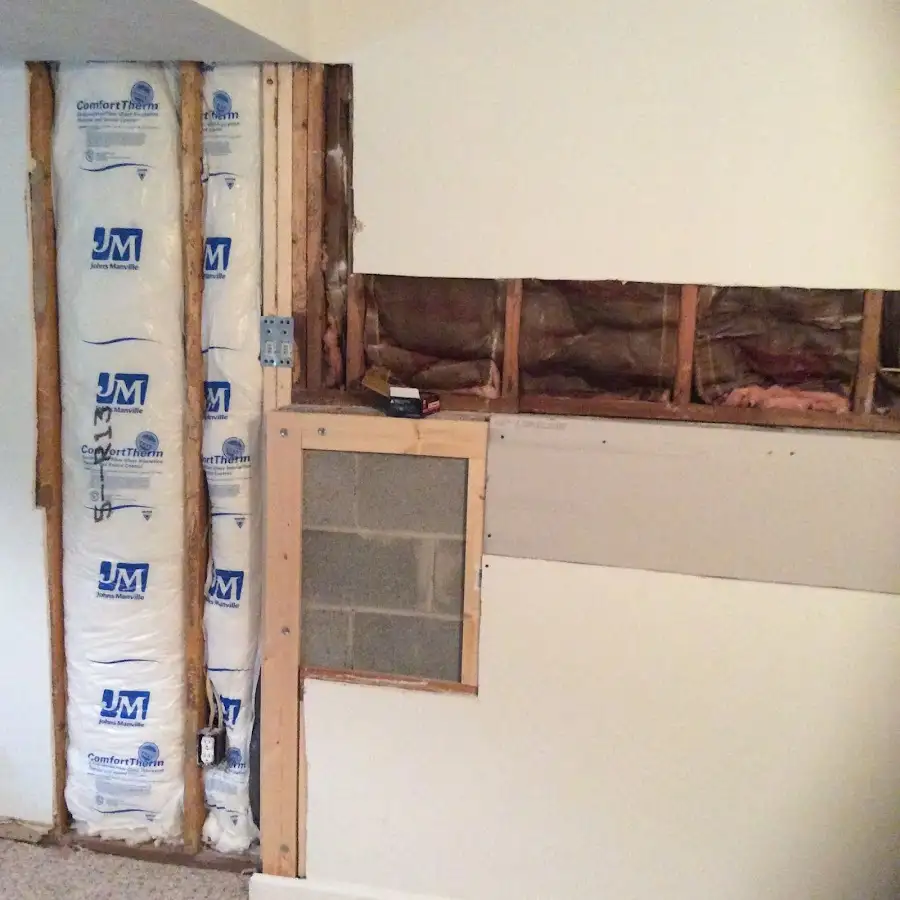 Wall insulation replacement during Basement Flood Cleanup in Spring Lake Park
